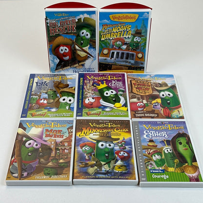 VeggieTales DVD Lot of 8 Minnesota Cuke Esther Moe Big River Rescue King George by Buysaavy