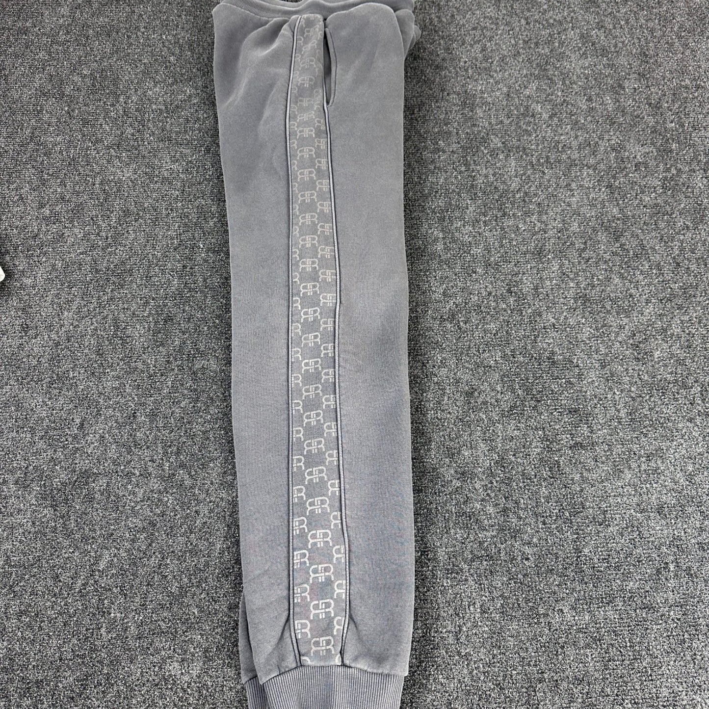 River Island Mens Logo Tape Joggers Charcoal Grey Fleece Sweatpants Large L by River Island