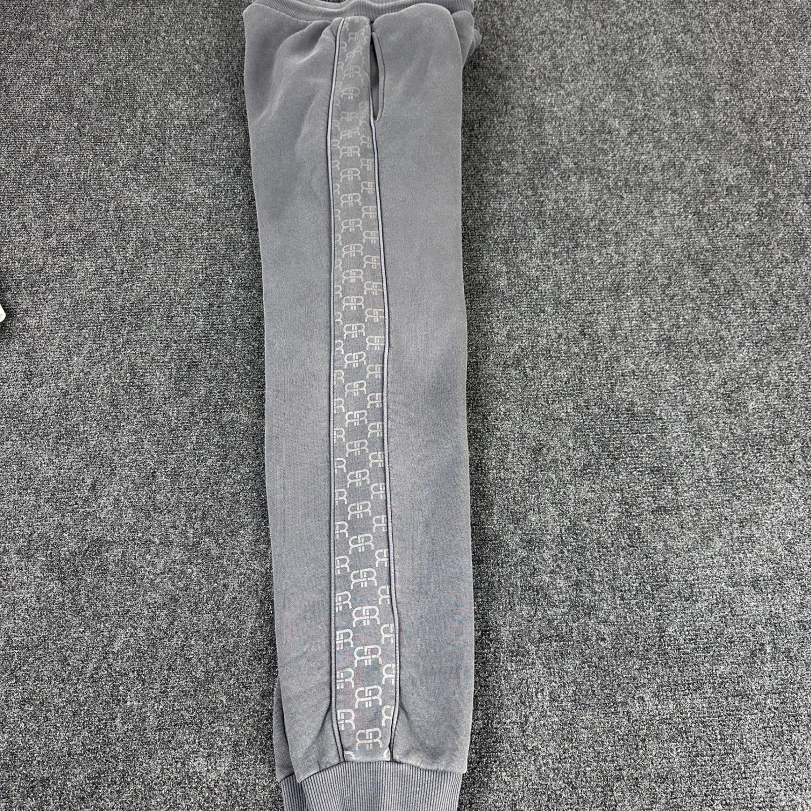 River Island Mens Logo Tape Joggers Charcoal Grey Fleece Sweatpants Large L by River Island
