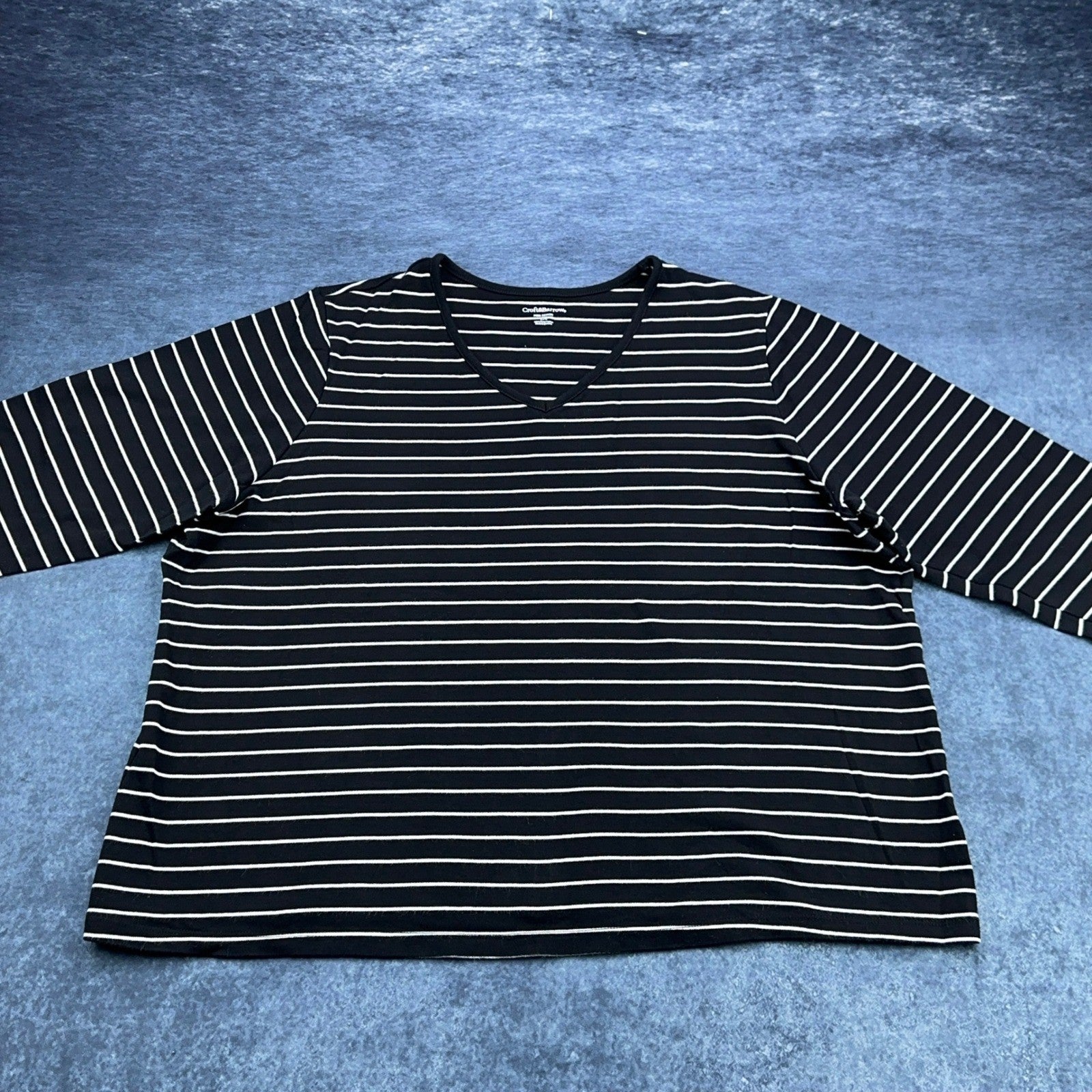 Croft & Barrow V-Neck Shirt - Pima Cotton Black White by Croft & Barrow