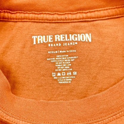 True Religion Mens Buddha Guitar Graphic T-Shirt Orange 100% Cotton Medium by True Religion