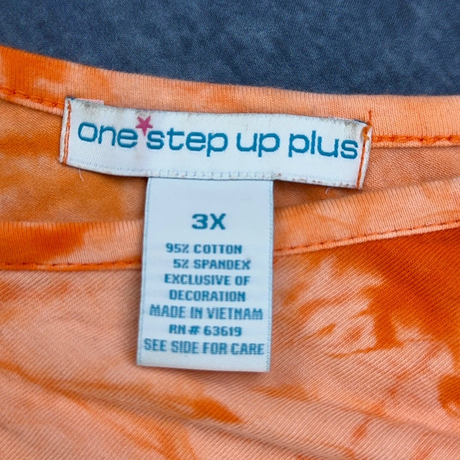 One Step Up Plus Orange Tie Dye O-Ring Tank Top 3X Sleeveless Cotton Blend by One Step Up Plus