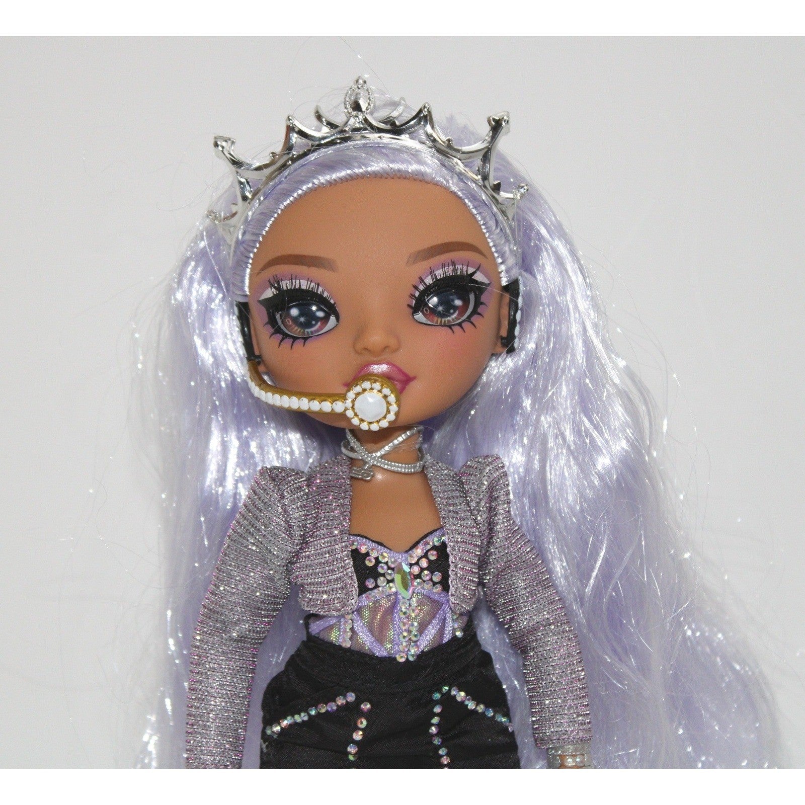 Rainbow High Violet Willow Doll with Crown and Microphone Fashion Toy for Girls by Unbranded