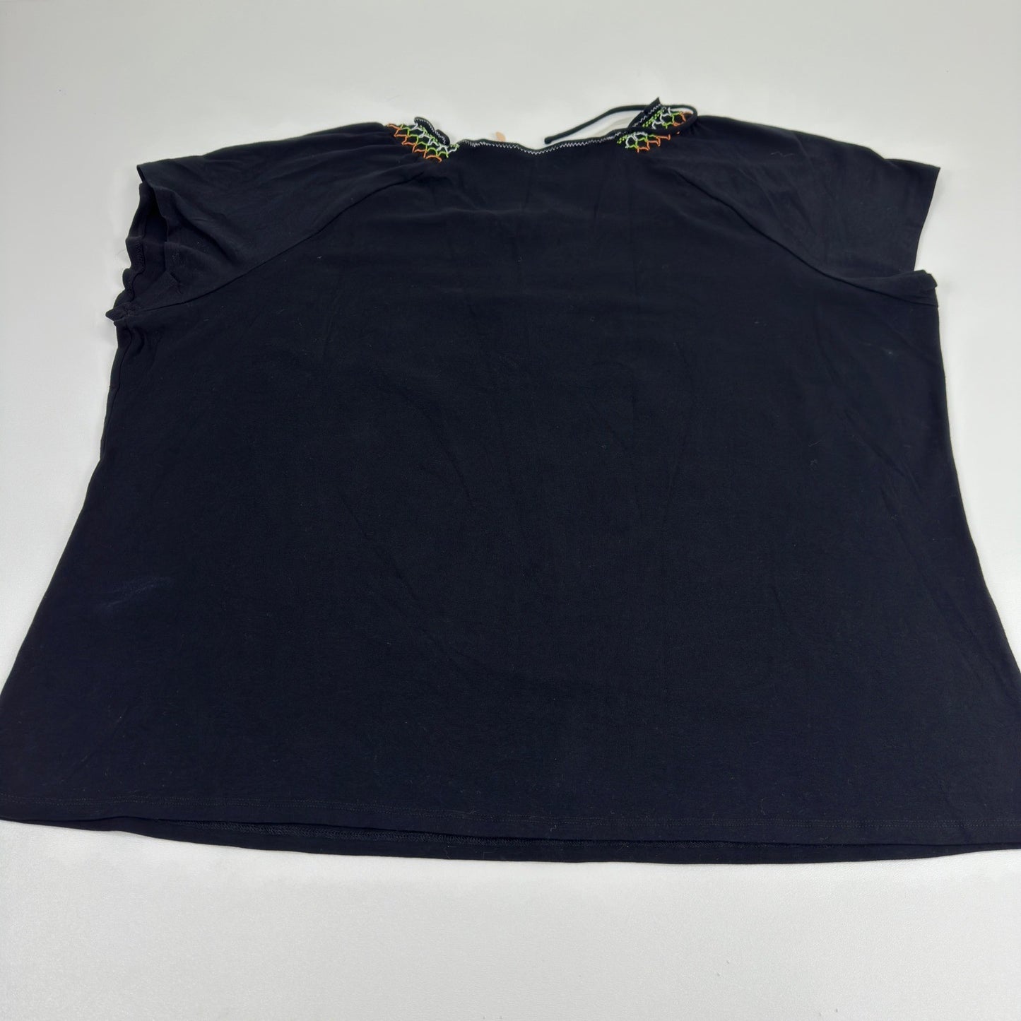 RQT Woman Out Of The Box Black Embroidered Short Sleeve Plus Size Top 3X W0078 by RQT Woman