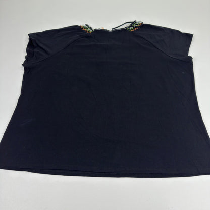RQT Woman Out Of The Box Black Embroidered Short Sleeve Plus Size Top 3X W0078 by RQT Woman