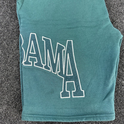Topman Mens Alabama Graphic Sweat Shorts Teal Green Size Large Drawstring Cotton by Topman