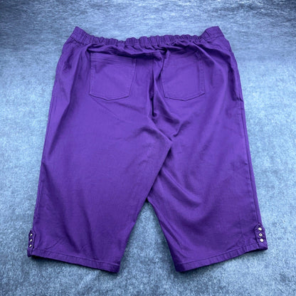 Catherines Timeless Fit Purple Capri Pants Plus Size 2X 22/24W Stretch Cotton by Catherines