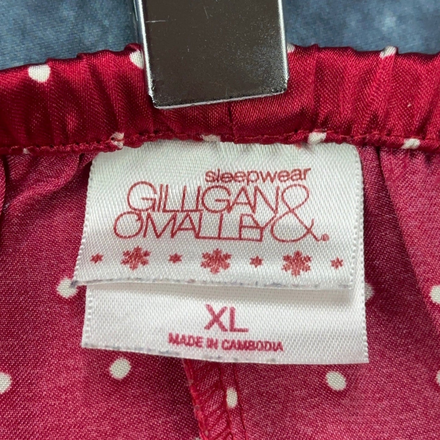 Gilligan O'Malley Womens XL Red Polka Dot Satin Pajama Set Button Up Wide Leg by Gilligan & O'Malley