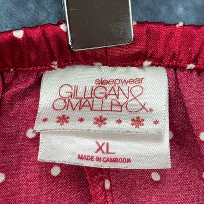 Gilligan O'Malley Womens XL Red Polka Dot Satin Pajama Set Button Up Wide Leg by Gilligan & O'Malley