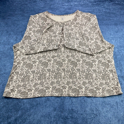 Croft & Barrow Womens 3X Pima Cotton Floral Paisley Crewneck Top Tan Brown by Croft & Barrow
