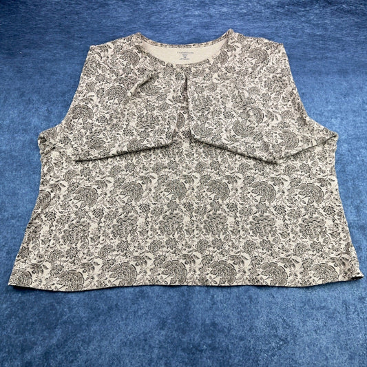 Croft & Barrow Womens 3X Pima Cotton Floral Paisley Crewneck Top Tan Brown by Croft & Barrow