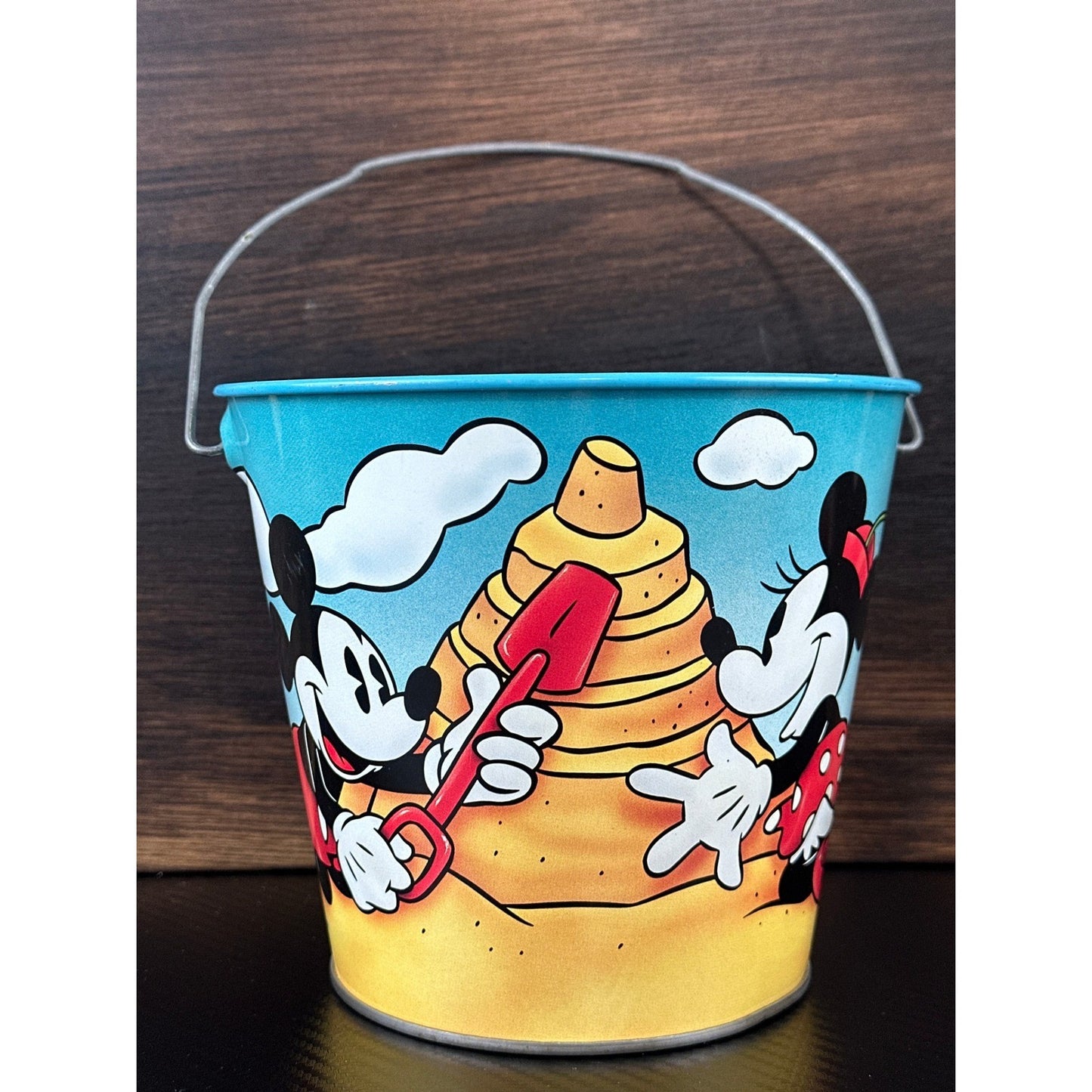 Vintage 1996 Disney Mickey Minnie Pluto Tin Sand Pail Beach Bucket Series 1 ASC by Disney