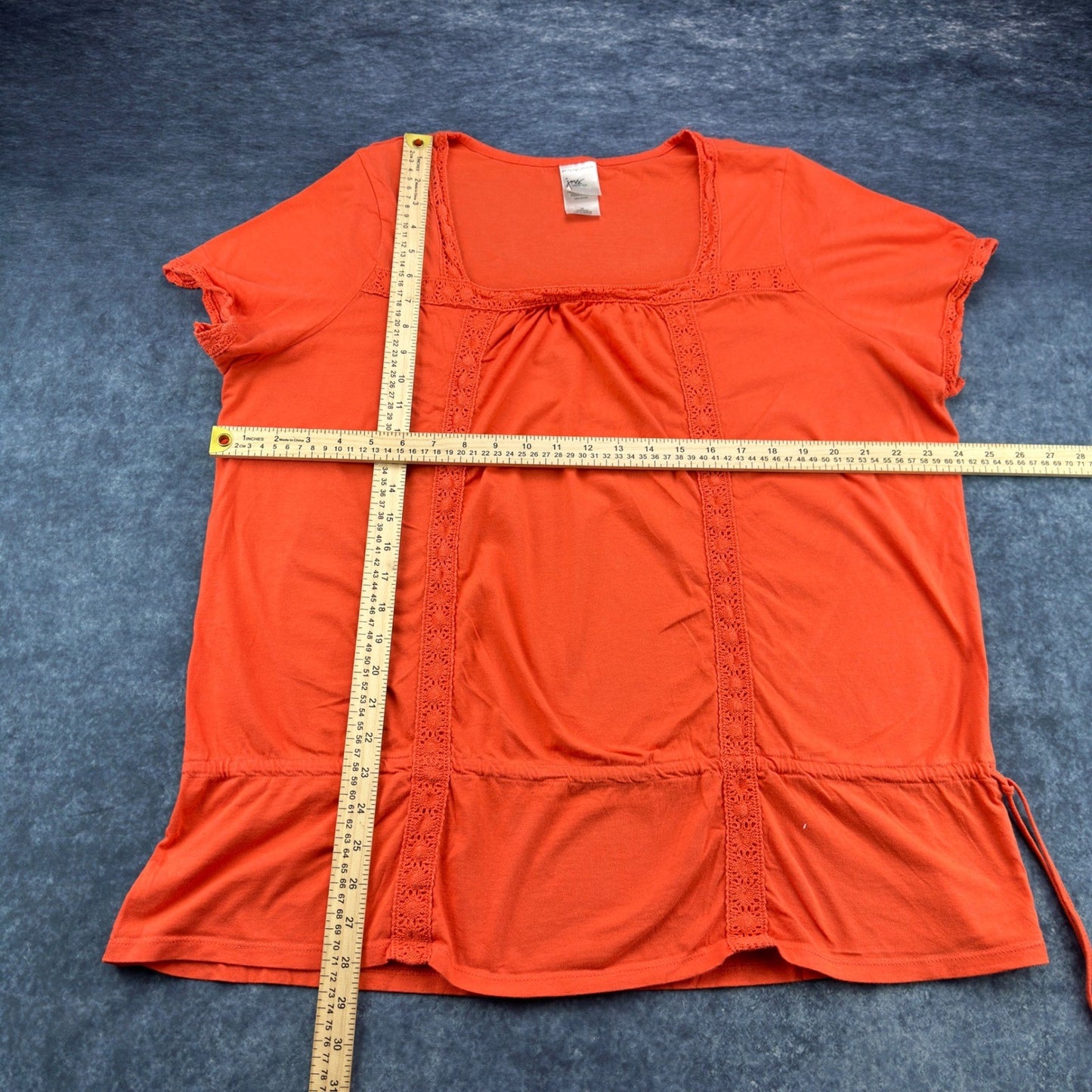 Just My Size Womens 2X Orange Cotton Crochet Trim Peplum Top FFJM9224 by Just My Size