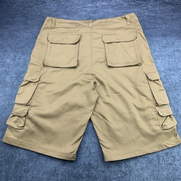 Roadblock Mens Cargo Shorts Khaki Tan Size 36 Multi Pocket Utility Casual Cotton by Roadblock