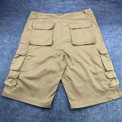 Roadblock Mens Cargo Shorts Khaki Tan Size 36 Multi Pocket Utility Casual Cotton by Roadblock
