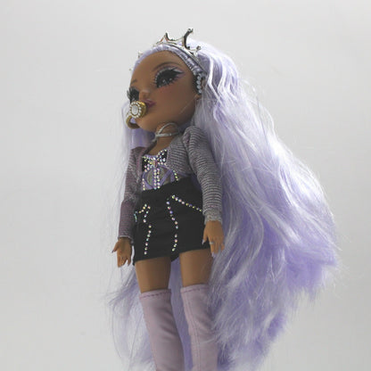 Rainbow High Violet Willow Doll with Crown and Microphone Fashion Toy for Girls by Unbranded