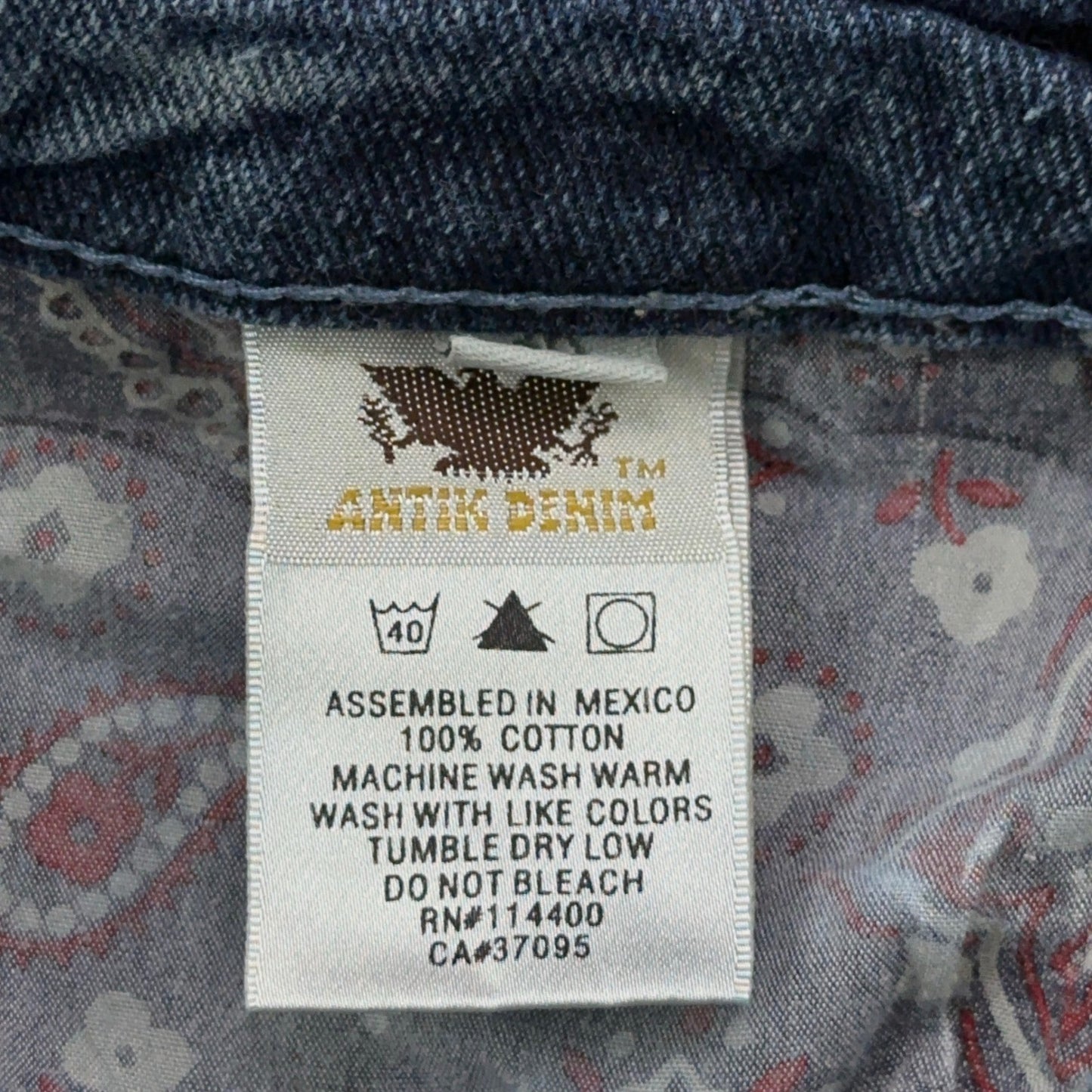 Antik Denim Mens Straight Leg Jeans Blue Medium Wash Button Fly Distressed 34x32 by Antik Denim
