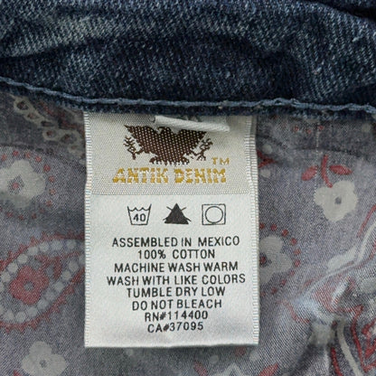 Antik Denim Mens Straight Leg Jeans Blue Medium Wash Button Fly Distressed 34x32 by Antik Denim