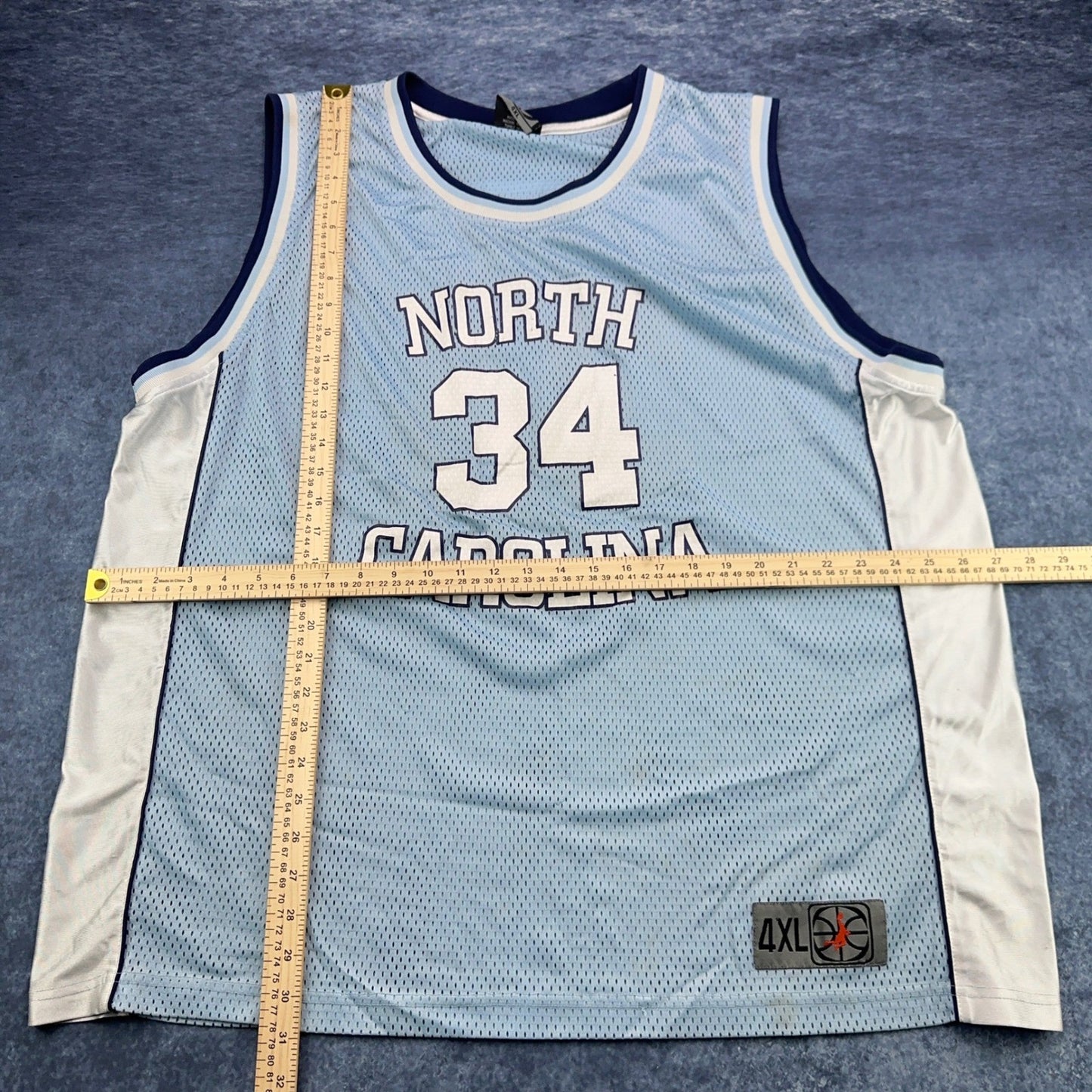 North Carolina Tar Heels Basketball Jersey Blue White 34 Mesh Mens 4XL RN106746 by Unbranded