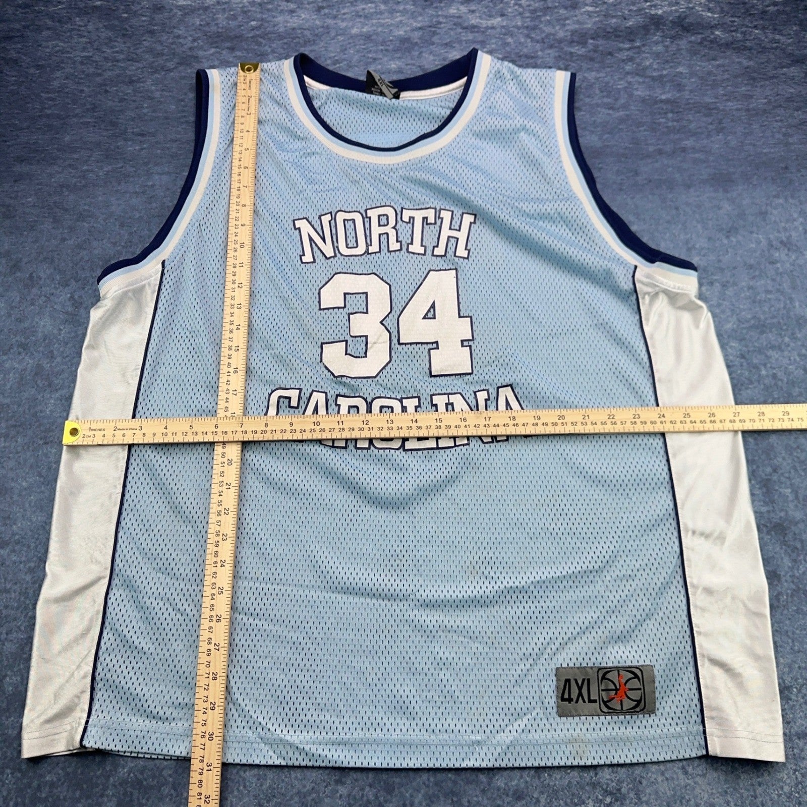 North Carolina Tar Heels Basketball Jersey Blue White 34 Mesh Mens 4XL RN106746 by Unbranded