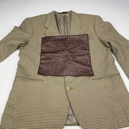 Manci by Mancillas Mens Vintage Micro Check Blazer Sport Coat Brown Tan 42R by Manci by Mancillas