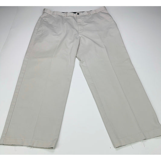 Haggar Mens Khaki Chino Pants Beige Flat Front 100% Cotton 38x29 by Haggar