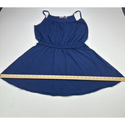 No Boundaries Juniors XXL Navy Water Smocked Waist Spaghetti Strap Mini Dress by No Boundaries