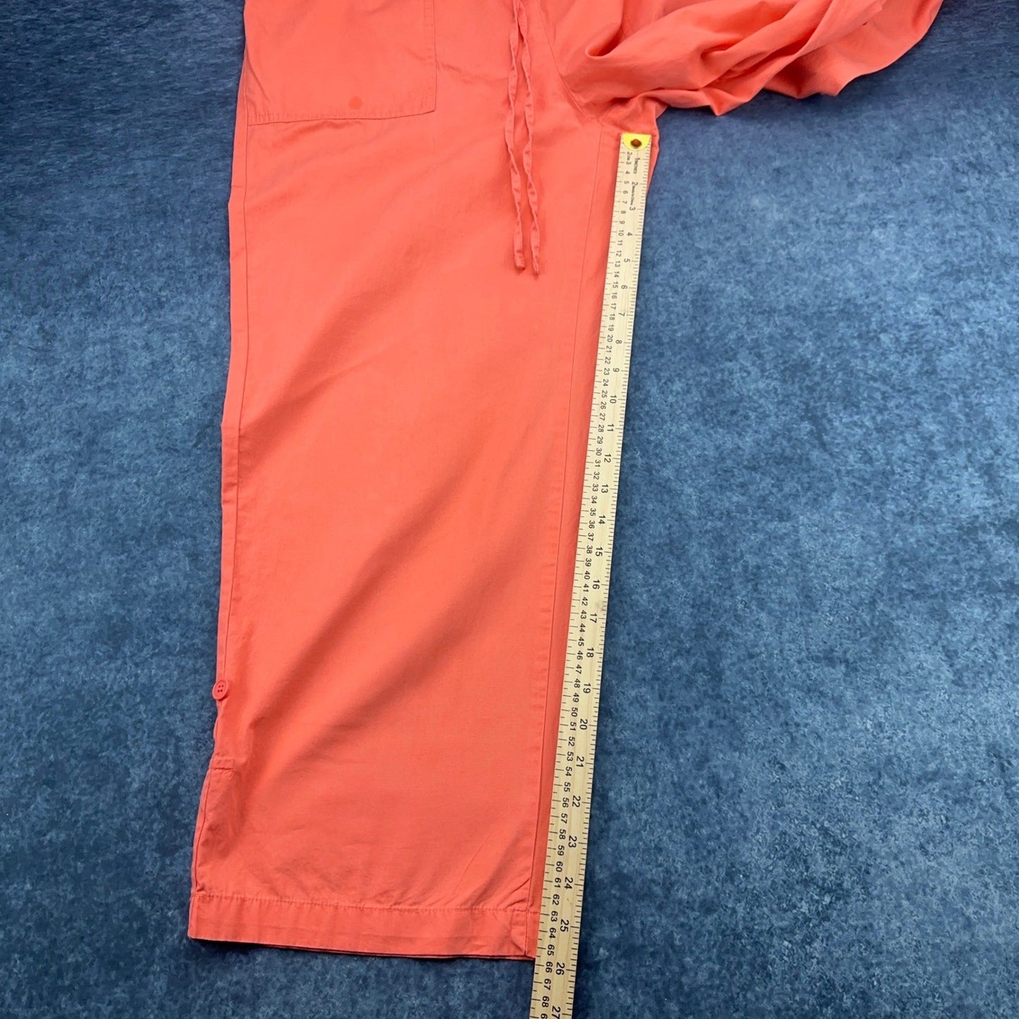 Cherokee Brand Coral Pink Cotton Drawstring Crop Pants Womens 16W Relaxed Fit by Cherokee Brand