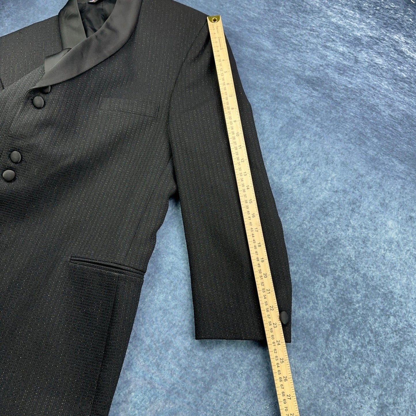Tailored by Bonacci Mens Black Textured Pinstripe Tuxedo Suit Shawl Lapel USA by Buysaavy