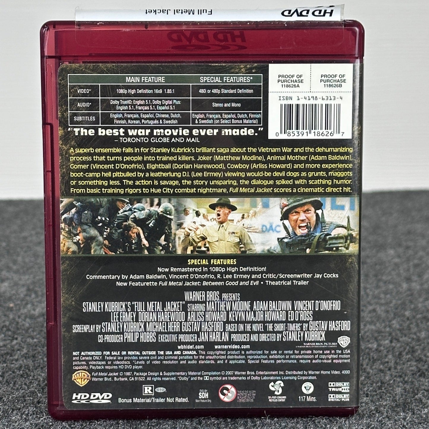 Full Metal Jacket HD DVD Stanley Kubrick 1987 War Movie Warner Bros 2007 Release by Buysaavy