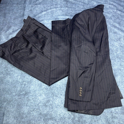 Lauren Ralph Lauren Mens 44R Black Pinstripe 100% Wool 2-Piece Suit Pleated by Lauren Ralph Lauren