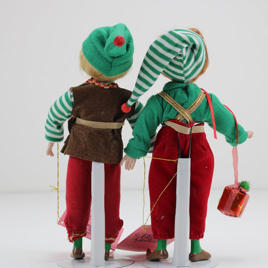 Paradise Galleries Porcelain Christmas Elf Dolls Set of 2 Vintage Holiday Decor by Paradise Galleries