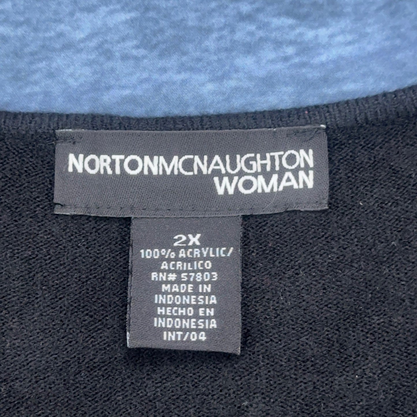 Norton McNaughton Woman Black Beaded Bow V-Neck Knit Sweater Plus Size 2X by Norton McNaughton