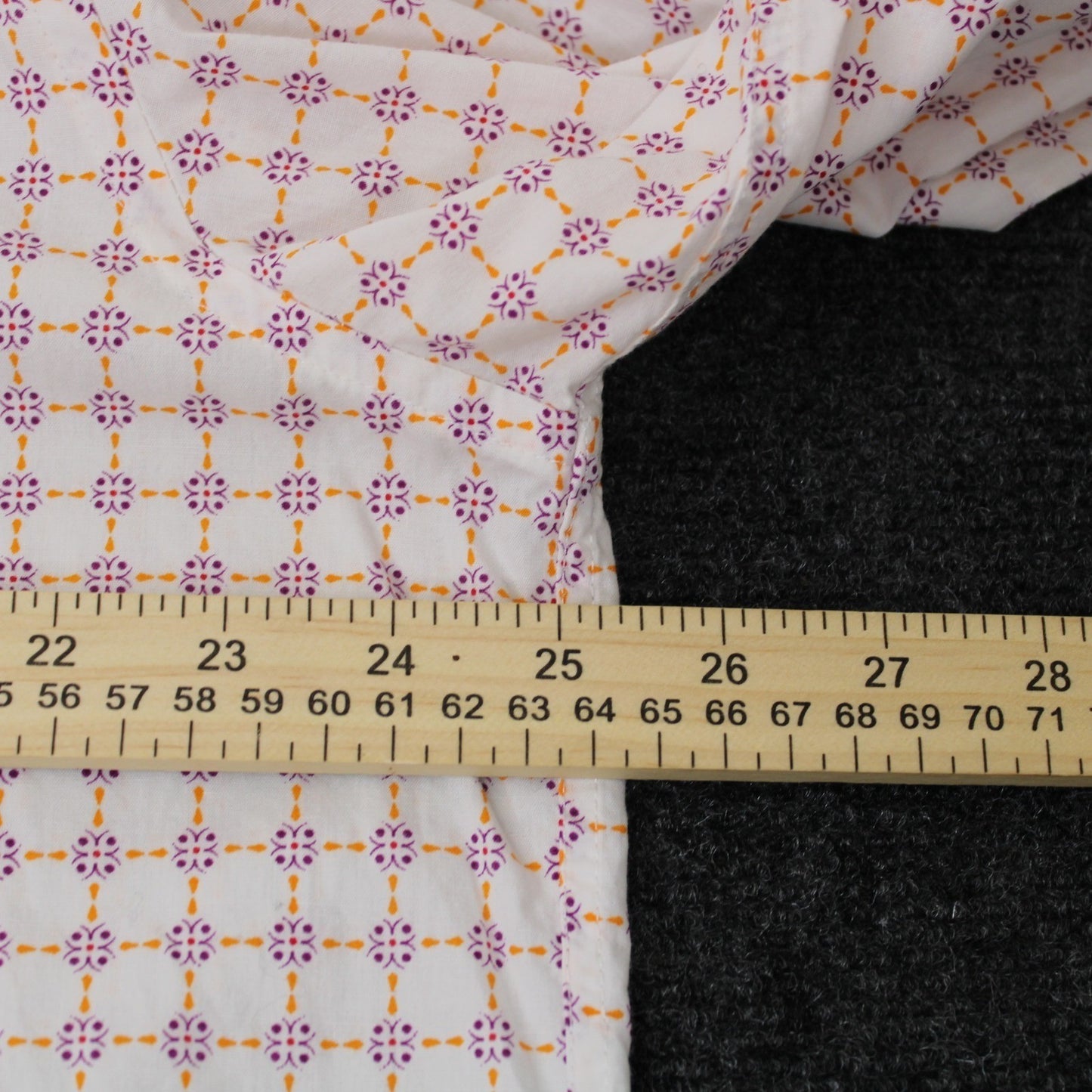 Stacy Adams Mens Dress Shirt 17.5 36/37 White Purple Orange Geometric Medallion by Stacy Adams