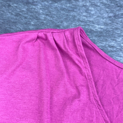 Avenue Plus Size 22/24 Magenta Pink Ruched Banded Hem Scoop Neck Knit Top Blouse by Avenue