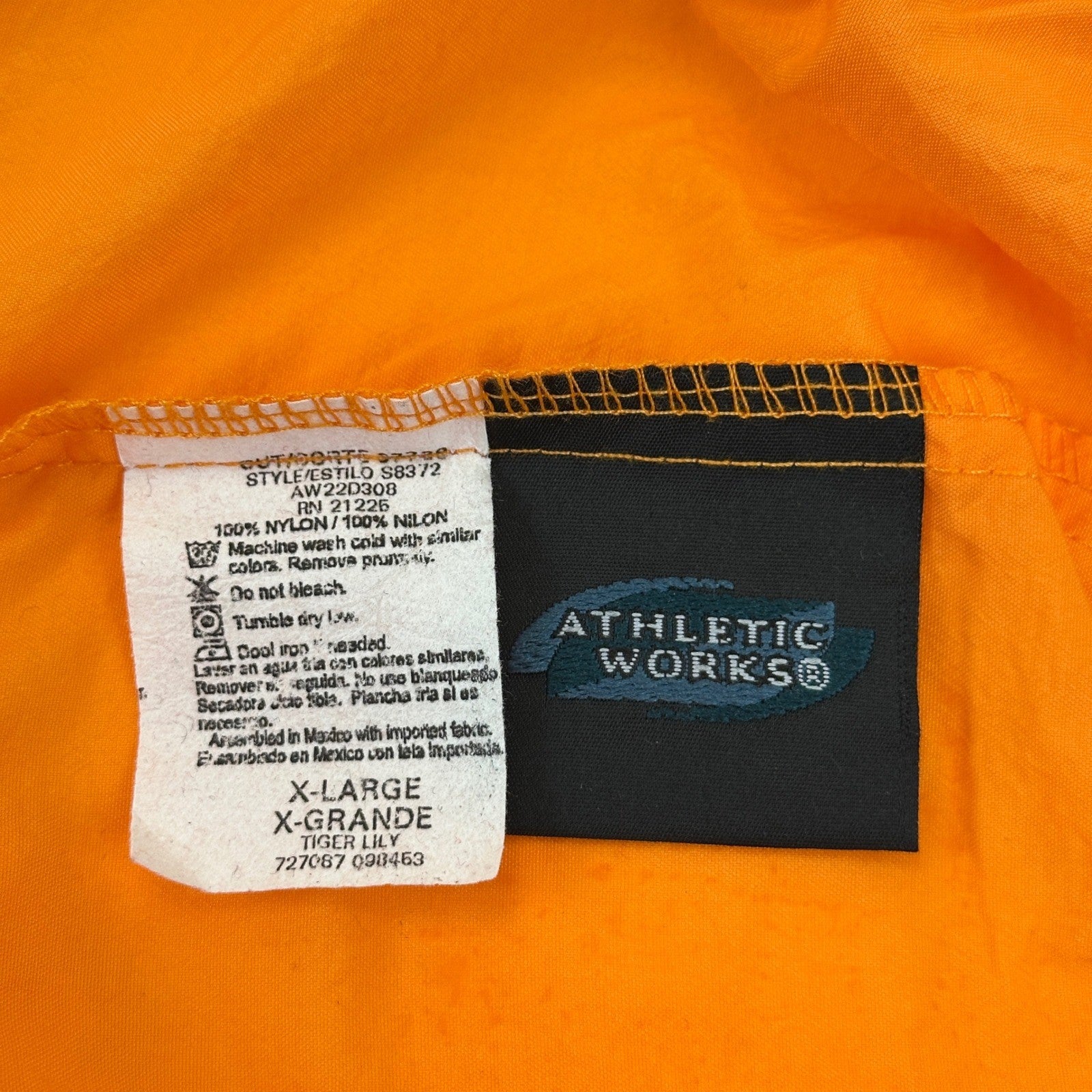 Athletic Works Tiger Lily Orange Nylon Active Shorts XL S8372 AW22D308 by Athletic Works
