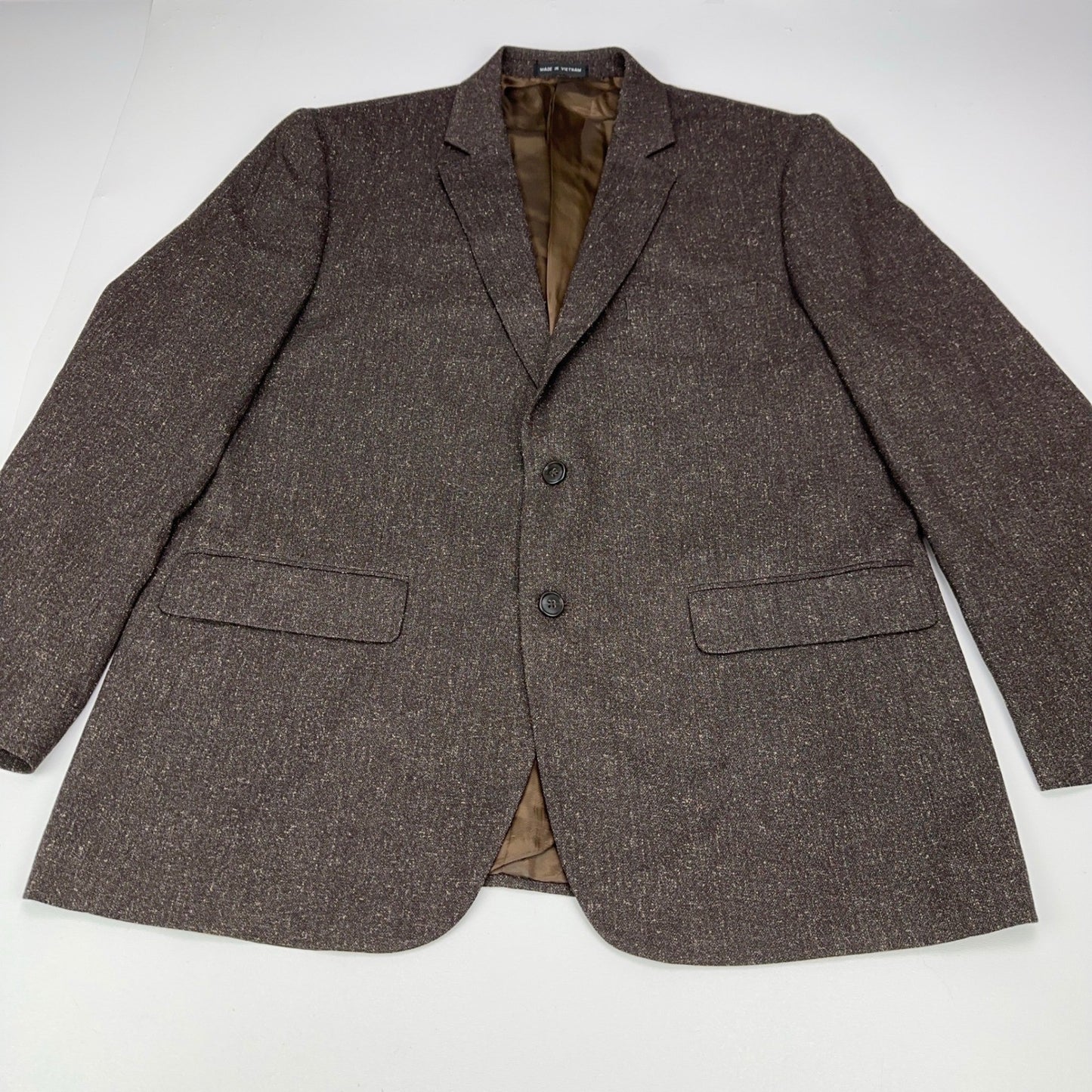 Mens Brown Textured 2-Button Blazer Jacket 44R Professional Sport Coat by Unbranded