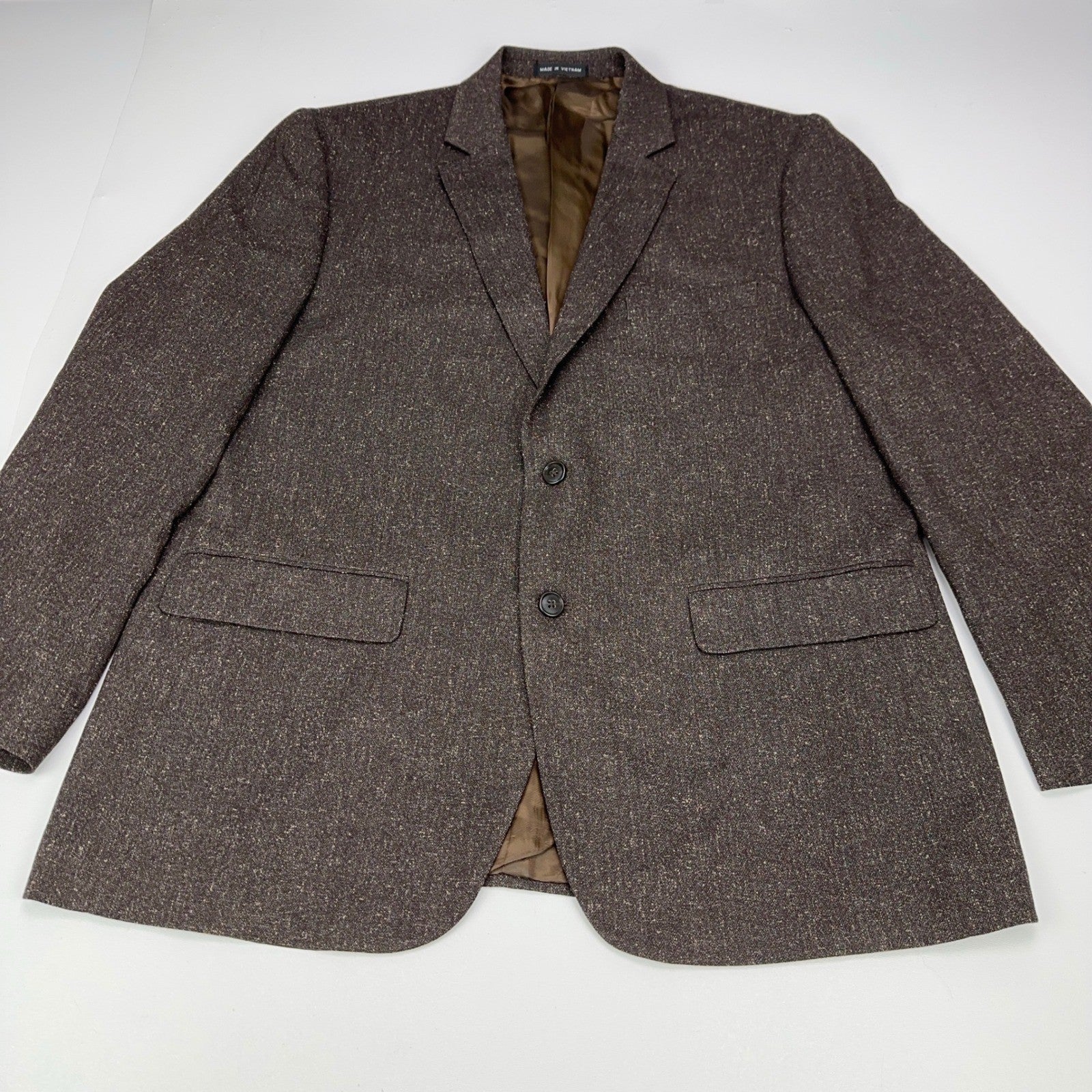 Mens Brown Textured 2-Button Blazer Jacket 44R Professional Sport Coat by Unbranded