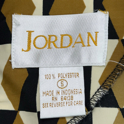 Jordan Womens Short Sleeve Geometric Diamond Print Blouse Mustard Black Size S by Jordan