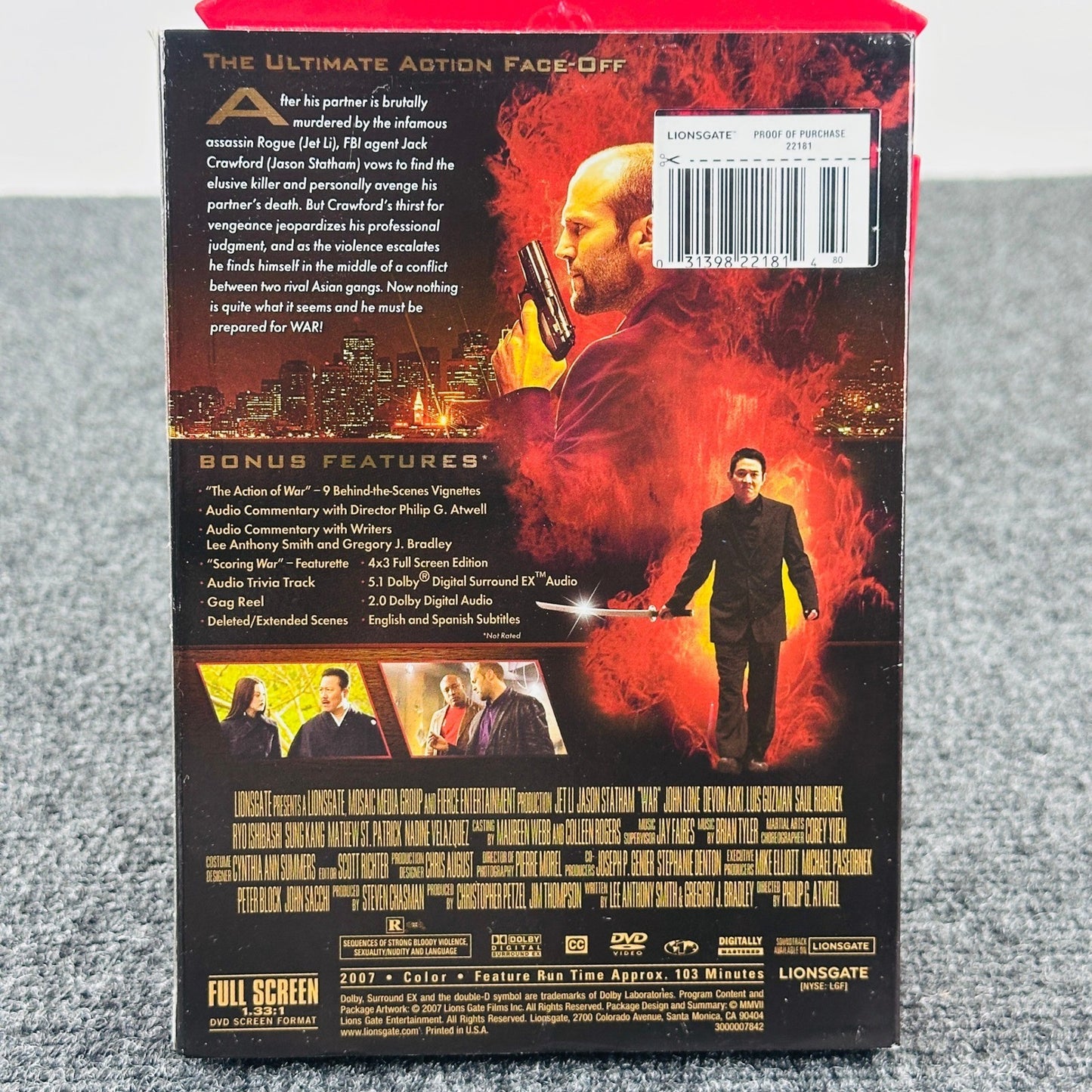 War DVD 2007 Jet Li Jason Statham Full Screen Edition Action Thriller Lionsgate by Buysaavy