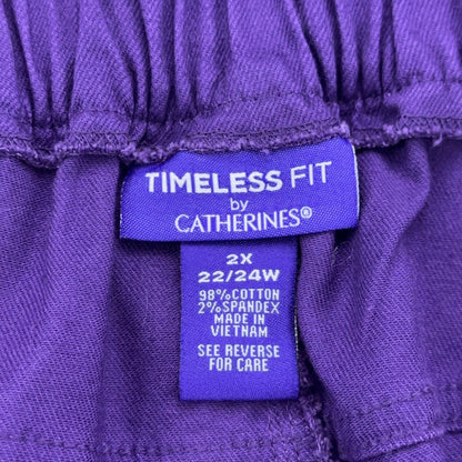 Catherines Timeless Fit Purple Capri Pants Plus Size 2X 22/24W Stretch Cotton by Catherines