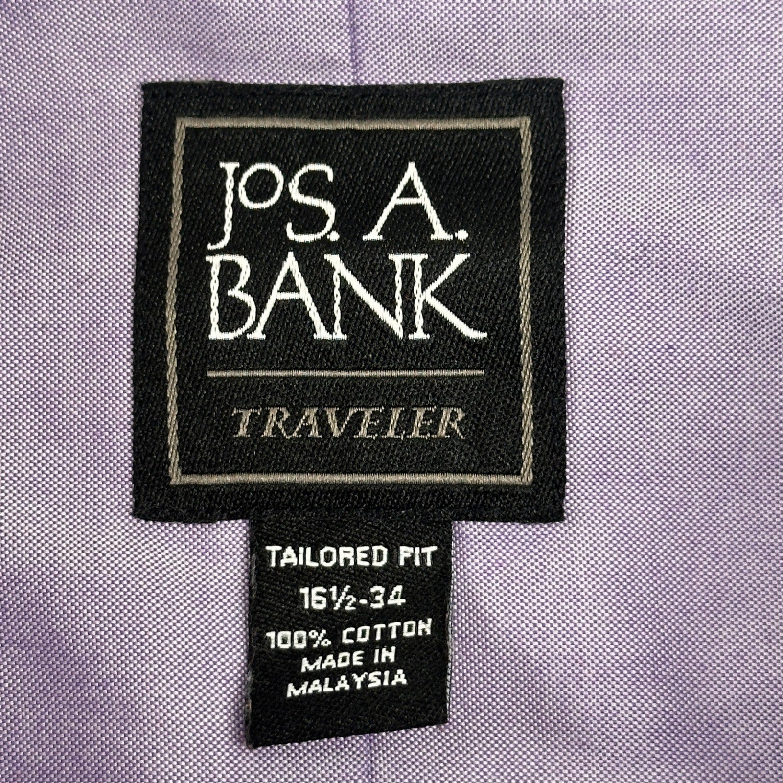 Jos A Bank Travelers Mens Tailored Fit Dress Shirt Lavender 23x33 by Jos. A. Bank