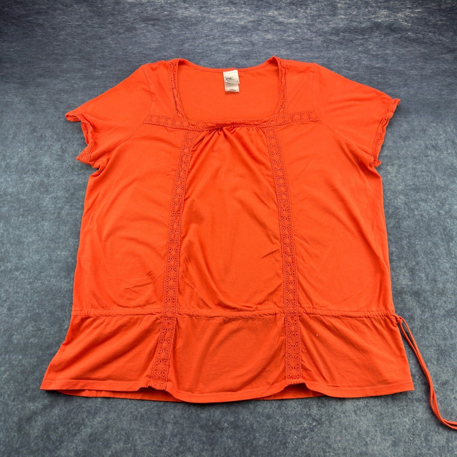 Just My Size Womens 2X Orange Cotton Crochet Trim Peplum Top FFJM9224 by Just My Size