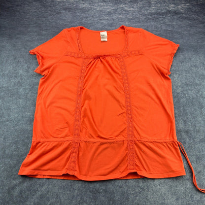 Just My Size Womens 2X Orange Cotton Crochet Trim Peplum Top FFJM9224 by Just My Size
