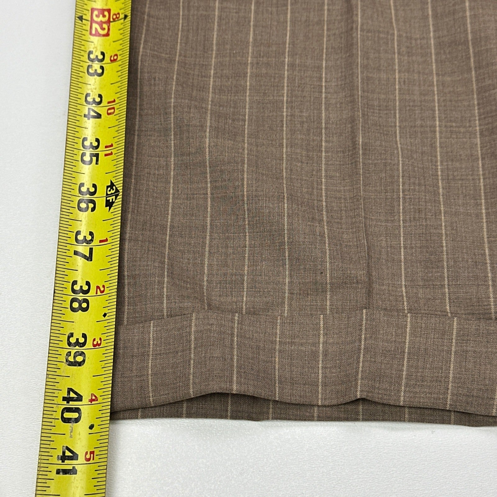 Rajas Fashions Mens Tan Pinstripe Cuffed Dress Pants Trousers 40x28 Bespoke by Raja's Fashions