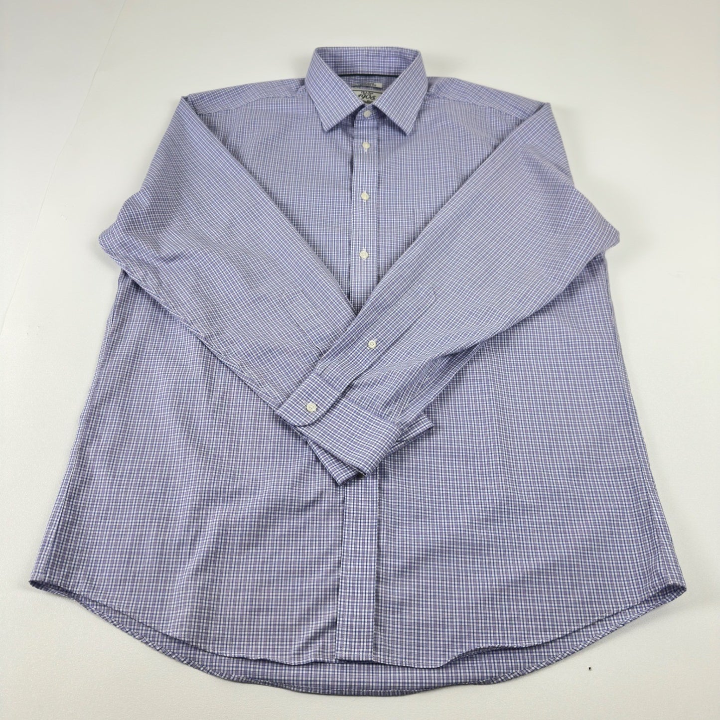 Jos. A. Bank 1905 Mens Tailored Fit Non-Iron Cotton Shirt Purple Check 16.5-34 by Jos. A. Bank