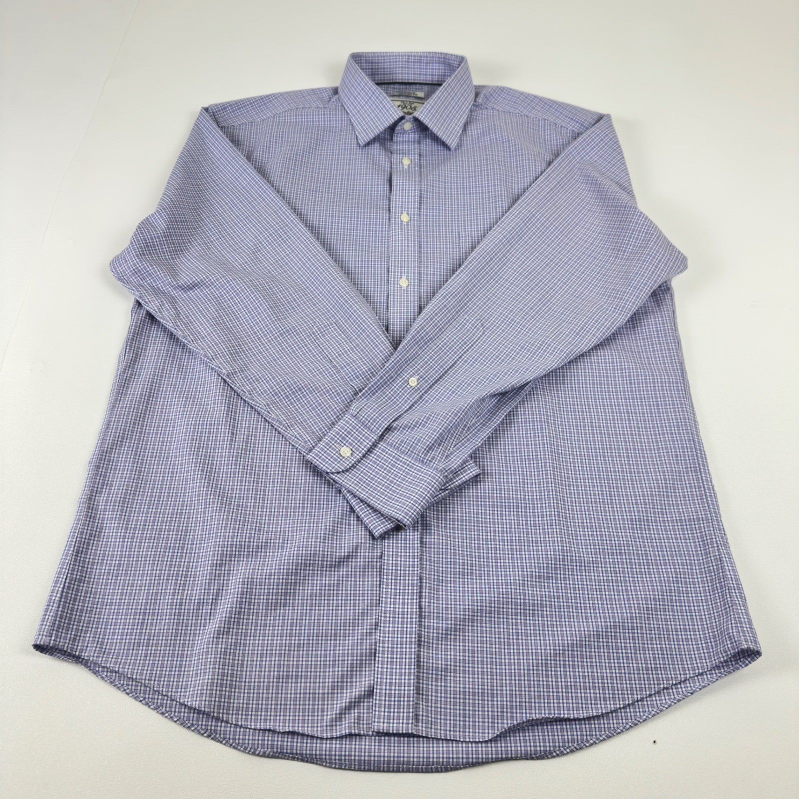 Jos. A. Bank 1905 Mens Tailored Fit Non-Iron Cotton Shirt Purple Check 16.5-34 by Jos. A. Bank