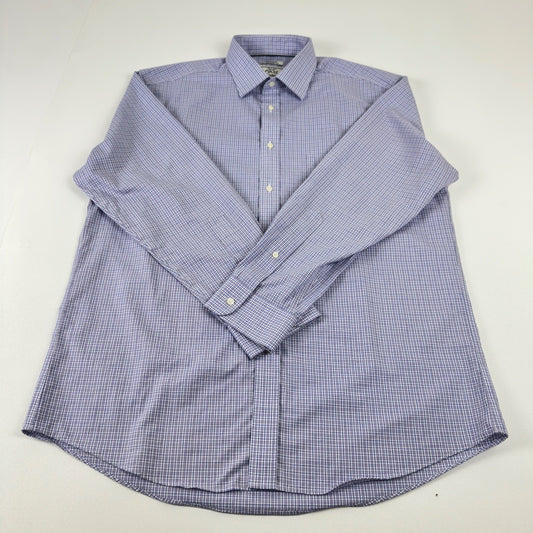Jos. A. Bank 1905 Mens Tailored Fit Non-Iron Cotton Shirt Purple Check 16.5-34 by Jos. A. Bank