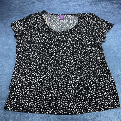 Beverly Drive Womens Plus 20-22W Black White Abstract Rayon Scoop Neck Top by Beverly Drive