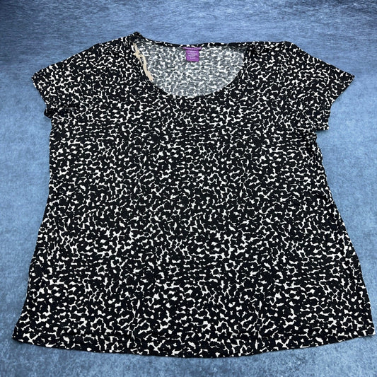 Beverly Drive Womens Plus 20-22W Black White Abstract Rayon Scoop Neck Top by Beverly Drive